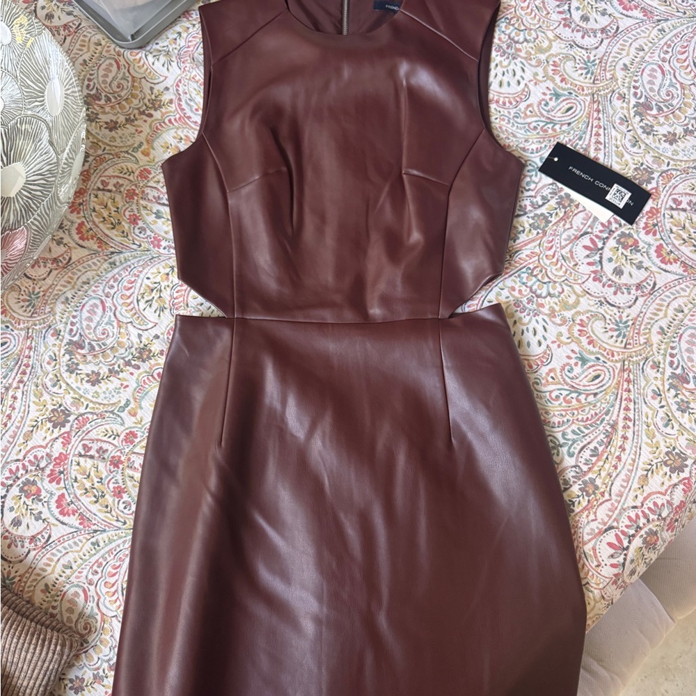 FRENCH CONNECTION Chocolate Brown Cut Out Sheath Mini Dress